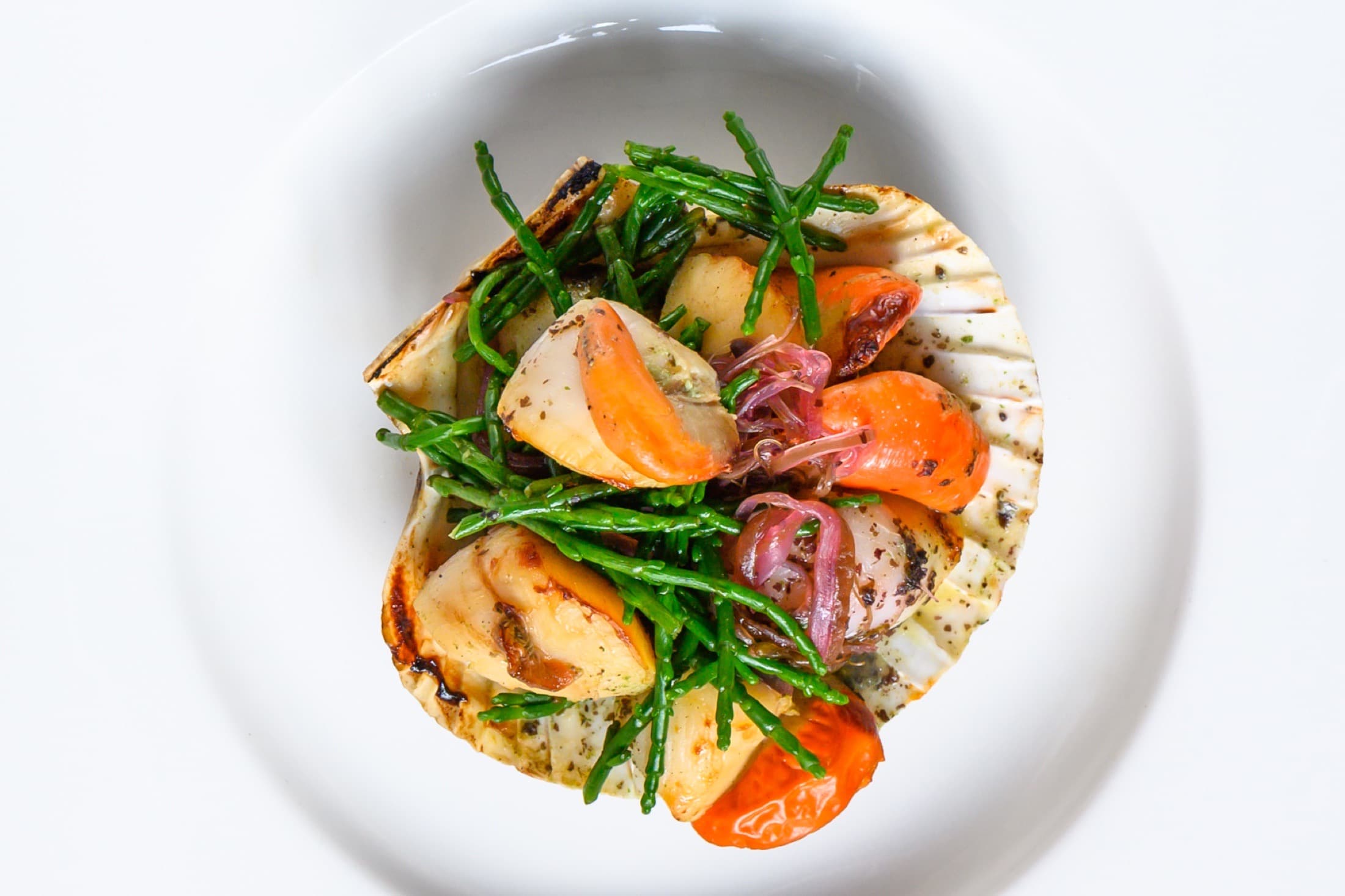 Scallops with samphire and seasonal vegetables at Aherne’s