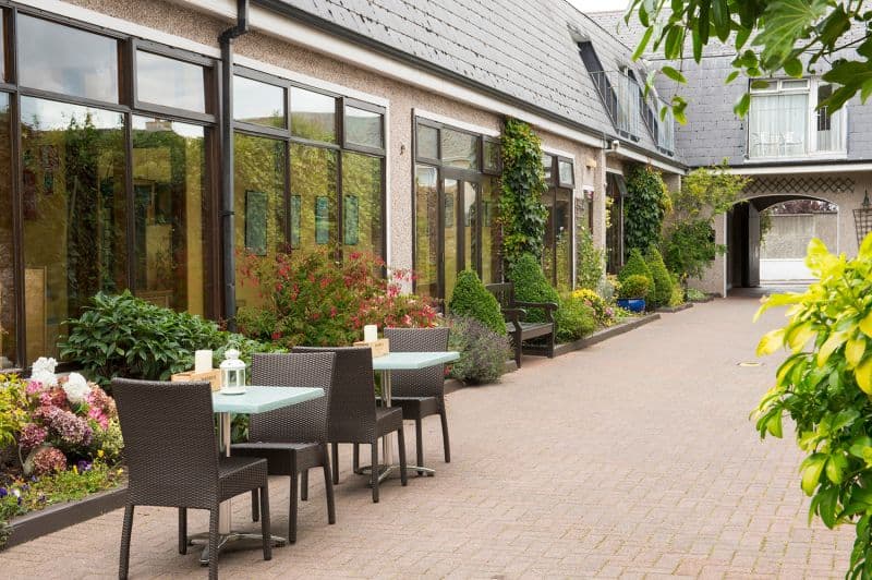 The quiet private courtyard at Aherne’s